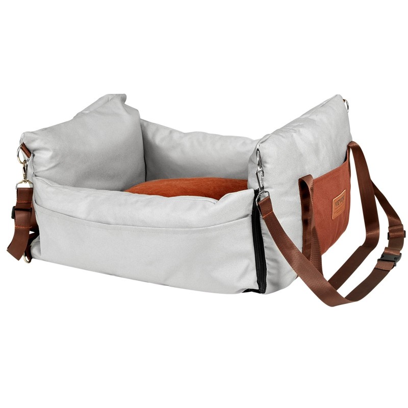 Koiran autopenkki vesitiivis 600D kangas harmaa PP puuvillatäytteellä sivukahvat turvakiinnityshihna säilytystasku