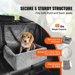 Auton koiranistuin harmaa kristallivelpikangas sienitäyte irrotettava päällinen enintään 18 kg