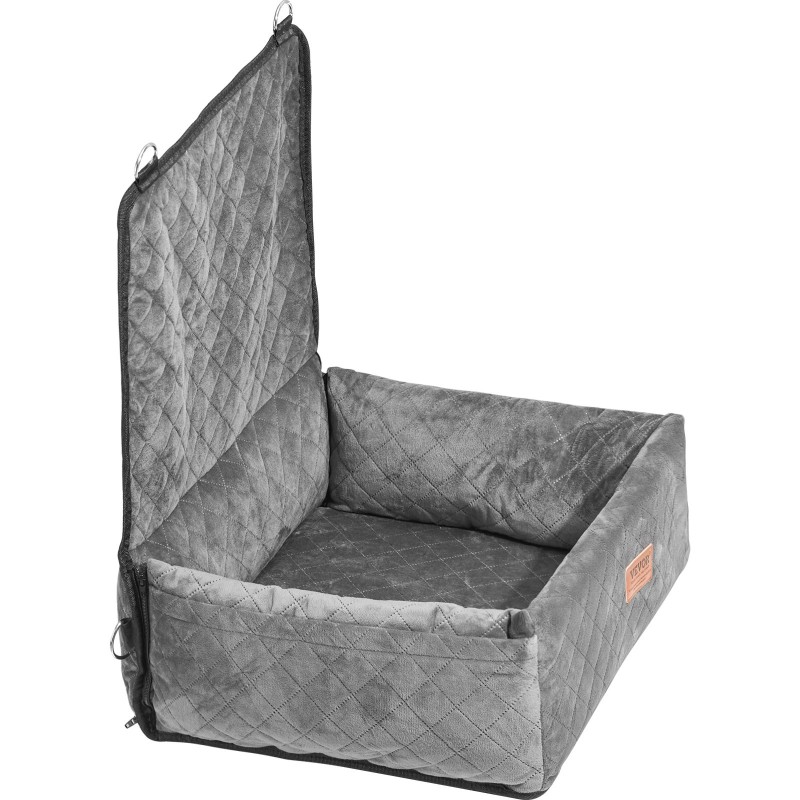 Auton koiranistuin harmaa kristallivelpikangas sienitäyte irrotettava päällinen enintään 18 kg