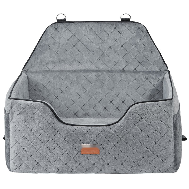 Koiran autopenkki harmaa ultraäänitikattu kristallisametti sieniäytteellä säädettävillä turvavöillä enintään 25 kg