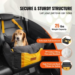 Koiran autopaikka vesitiivis 600D Oxford-kangas PP-puuvillatäyte sivukahvat musta enintään 11,3 kg