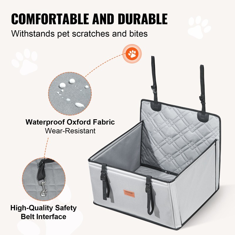 Koiran turvaistuin takapenkille 600D Oxford-kangas harmaa tukevalla rungolla enintään 40 paunaa