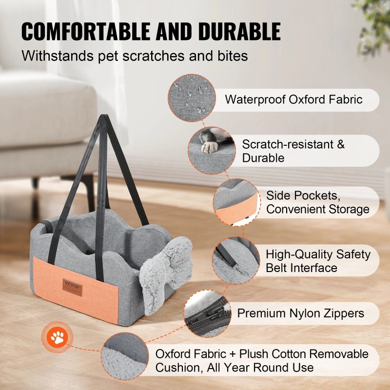 Keskikonsolin koiran istuin tummanharmaa Oxfordin kangas maksimipaino 8 paunaa