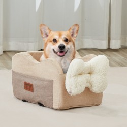 Keskikonsolin koiran istuin vedenpitävästä Oxford-kankaasta vaaleanruskea säädettävillä hihnoilla