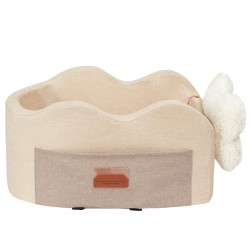 Keskikonsolin koiran istuin vedenpitävästä Oxford-kankaasta vaaleanruskea säädettävillä hihnoilla