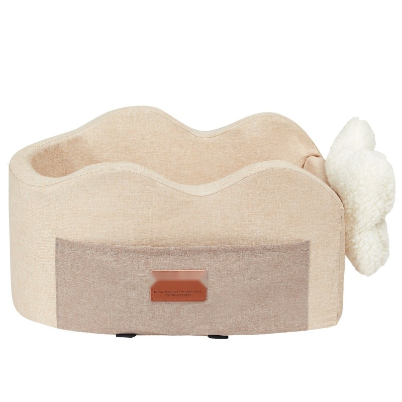 Keskikonsolin koiran istuin vedenpitävästä Oxford-kankaasta vaaleanruskea säädettävillä hihnoilla