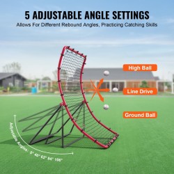 Palautusverkko baseball- ja softball-harjoitteluun Q195-hiiliteräsrunko 1219 x 1676 mm 5 asentoa