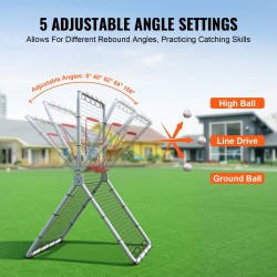 Palautusverkko baseball ja softball teräsrunko ja PE-verkko 1067x1829 mm 5 säädettävää asentoa