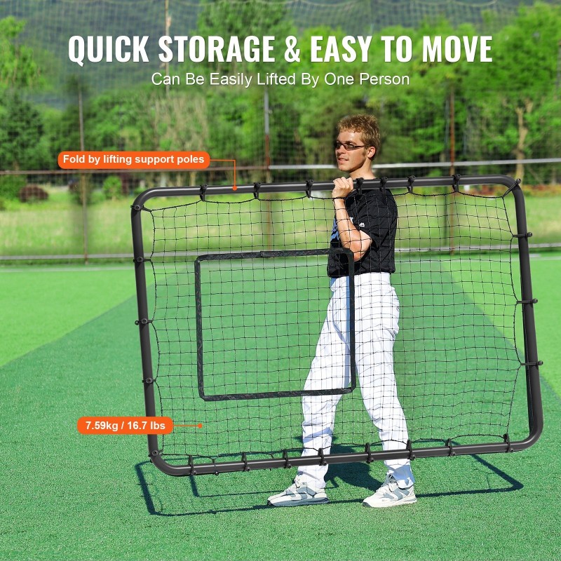 Palautusverkko baseballiin ja softballiin 122x183 senttimetriä polyeteeniverkko hiiliteräsrunko