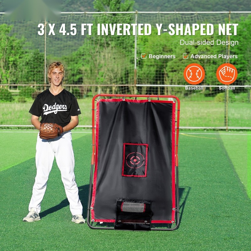 Palautusverkko baseballiin ja softballiin säädettävät kohdealueet teräsrunko 914 x 1372 mm