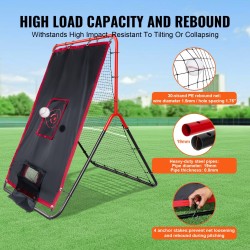 Palautusverkko baseballiin ja softballiin säädettävät kohdealueet teräsrunko 914 x 1372 mm