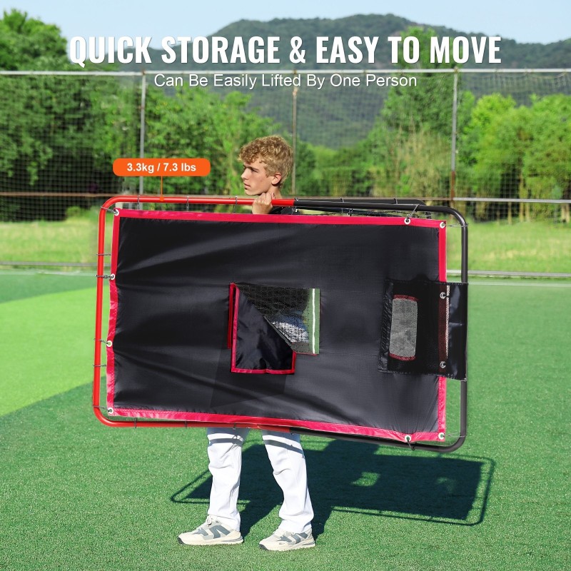 Palautusverkko baseballiin ja softballiin säädettävät kohdealueet teräsrunko 914 x 1372 mm