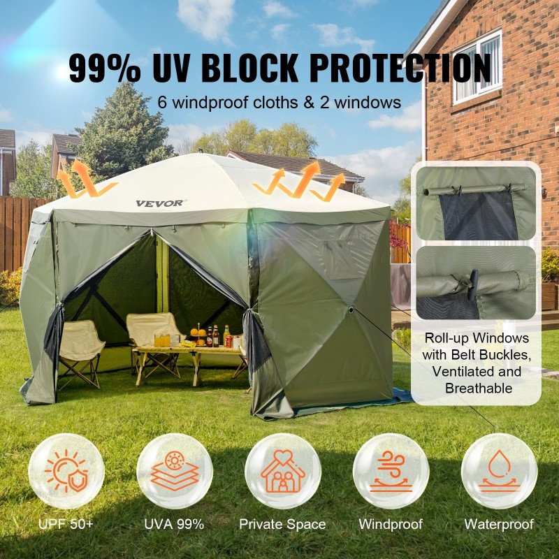 Paviljonki 300D Oxford-kangas 3,66 m 6-sivuinen pikapystytettävä hyttysverkolla 8 hengelle