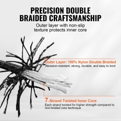 Nylonköysi punottu 5 mm 304,8 m 32-säikeinen murtolujuus 3,20 kN musta