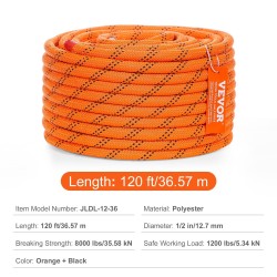 Polyesteriköysi tuplapunottu 12,7 mm 36,6 m arboristin ja kiipeilijän käyttöön