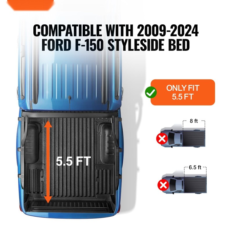 Rullattava lavapeite PVC 0,65 mm 1704x1656 mm Ford F-150 2009–2024