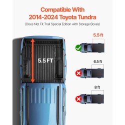 Alumiininen kolmiosainen lavakate Toyota Tundra 2014–2024 Fleetside 67 tuuman lyhyt lava