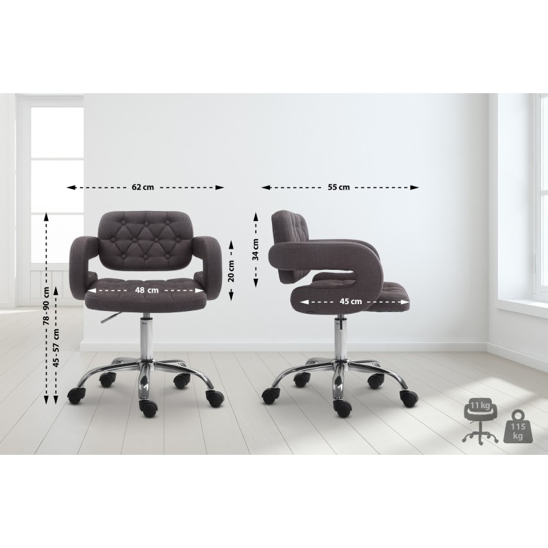 Dublin tyylikäs säädettävä työtuoli kangasverhoilulla pyörivillä pyörillä