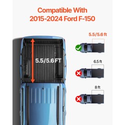 Kolmiosainen alumiininen lavapeite sopii Ford F-150 2015–2024 musta