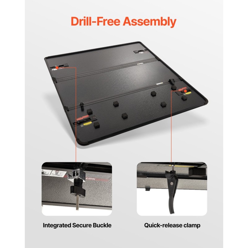 Kolmiosainen alumiininen lavapeite sopii Ford F-150 2015–2024 musta