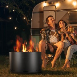 Puupolttoinen savuton tulipesä sisäosa ruostumatonta terästä 71 cm ulkokäyttöön