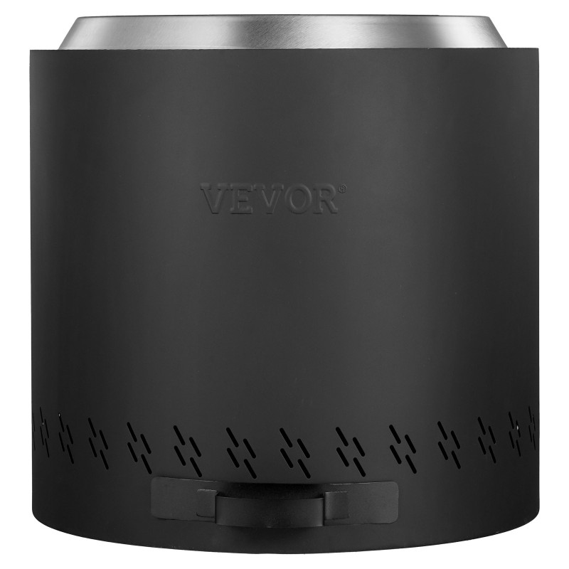 Puukäyttöinen savuton tulisija ruostumatonta terästä 400 millimetrin halkaisijalla sivulta ulos vedettävällä tuhka-astiolla