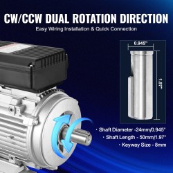 Sähkömoottori 1,5kW 1400 kierrosta minuutissa 220–240V 90L B3-asennus 24mm uritettu akseli