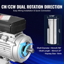 Sähkömoottori 0,75 kW yksivaiheinen 220–240V 1400 kierrosta minuutissa B34 19 mm akseli
