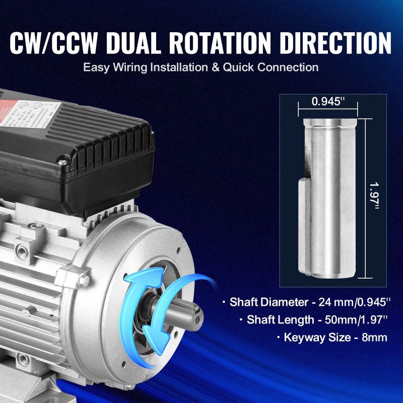 Yksivaiheinen AC-sähkömoottori 2,2 kW 2800 RPM 220–240V 90L 24 mm kiilaurallinen akseli
