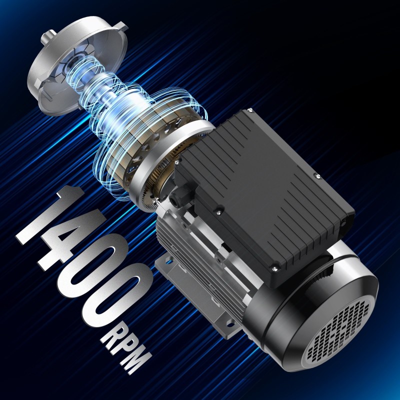 Yksivaiheinen sähkömoottori 0,55 kilowattia 1400 kierrosta minuutissa 220–240 volttia 19 millimetrin akseli