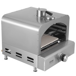 Kaasukäyttöinen ulkopizzauuni 430-ruostumattomasta teräksestä 11 tuuman pizzalle taitettavilla jaloilla