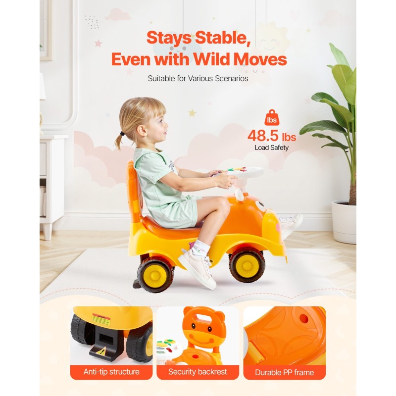 Potkuauto PP-muovinen 19–36 kuukautta 22 kg kantavuus äänillä säilytystilalla