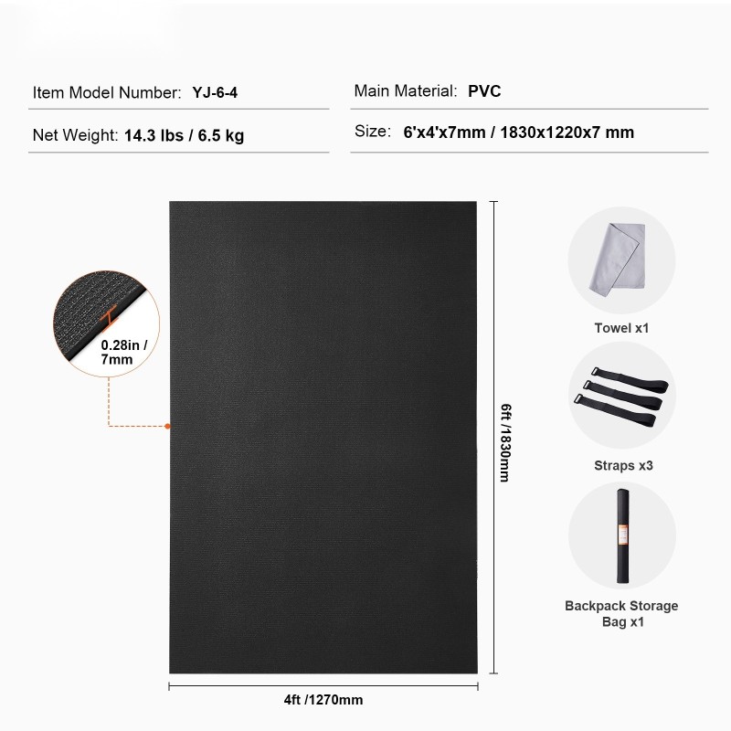 Harjoitusmatto PVC-materiaali 1830x1220 mm liukumaton paksu 1-2 hengelle