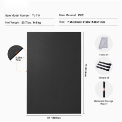 Harjoittelumatto PVC suuri 1–2 hengelle liukumaton paksu iskunvaimennus kantohihna säilytyspussi