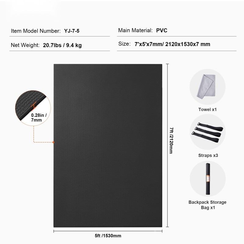 Harjoittelumatto PVC suuri 1–2 hengelle liukumaton paksu iskunvaimennus kantohihna säilytyspussi