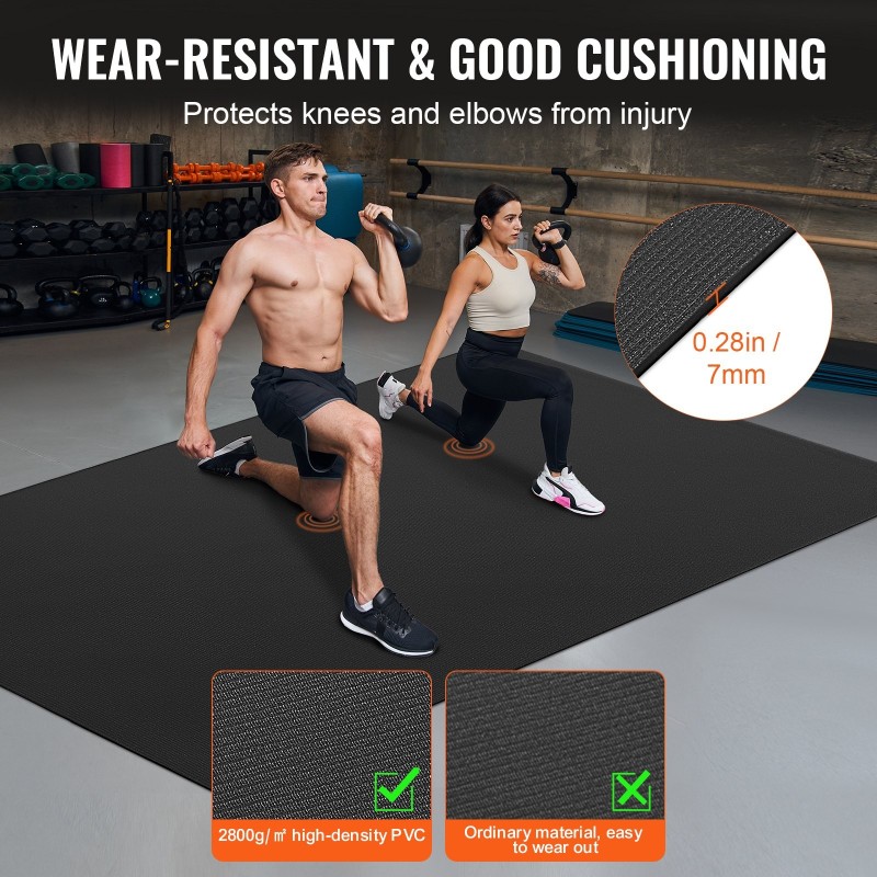 Harjoittelumatto PVC 2440x1530 mm liukumaton paksulla iskunvaimennuksella joogaan ja pilatekseen