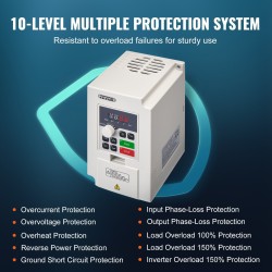 Taajuusmuuttaja 3 kilowattinen yksi- tai kolmivaiheinen 220 voltin syöttö 0-220 voltin lähtö