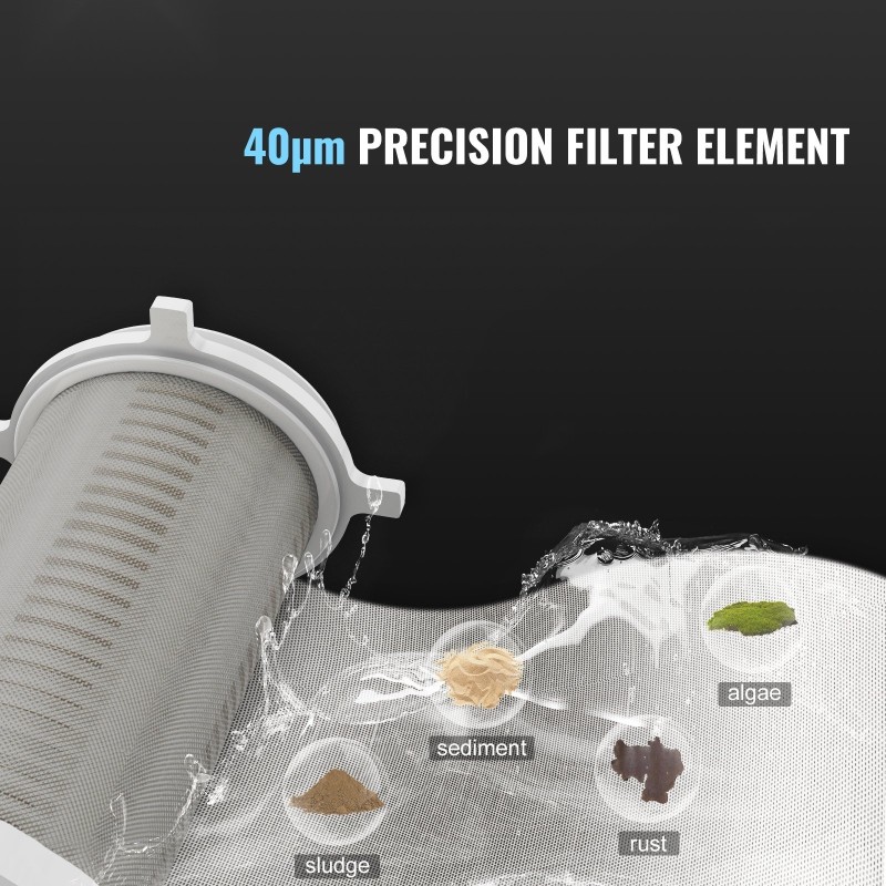 Koko talon 40 mikronin esisuodatin kaivovedelle kuparirungolla ruostumattomalla verkolla