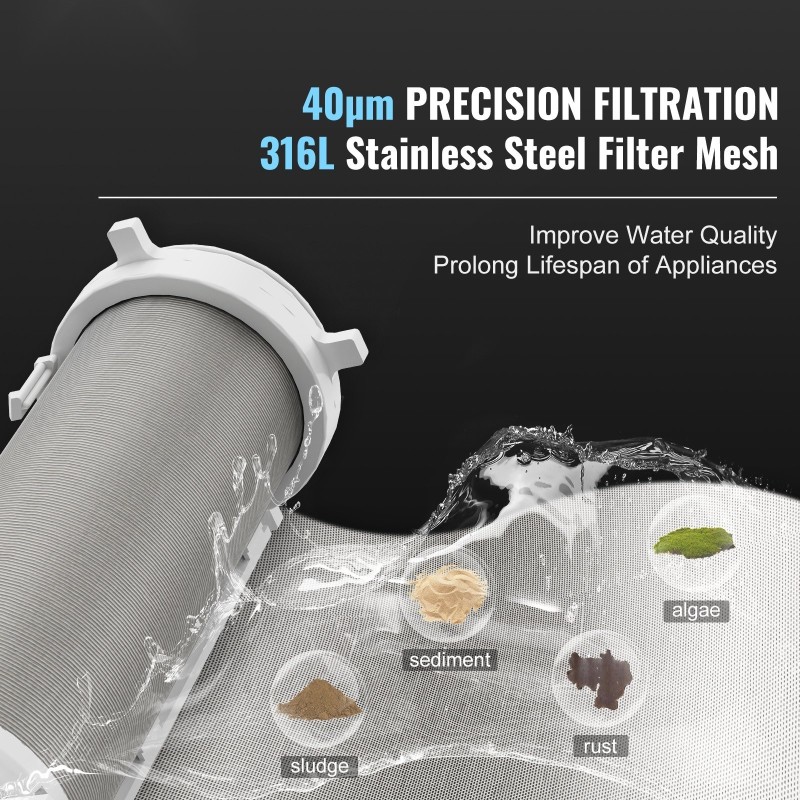 Esisuodatin 40 μm 316L-ruostumatonta terästä porakaivovedelle 3/4 ja 1 tuuman liitoksilla