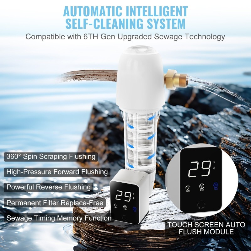 Koko talon sedimenttisuodatin porakaivovedelle 40 mikronin automaattinen vastavirtahuuhtelu