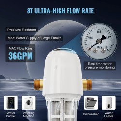 Koko talon sedimenttisuodatin porakaivovedelle 40 mikronin automaattinen vastavirtahuuhtelu