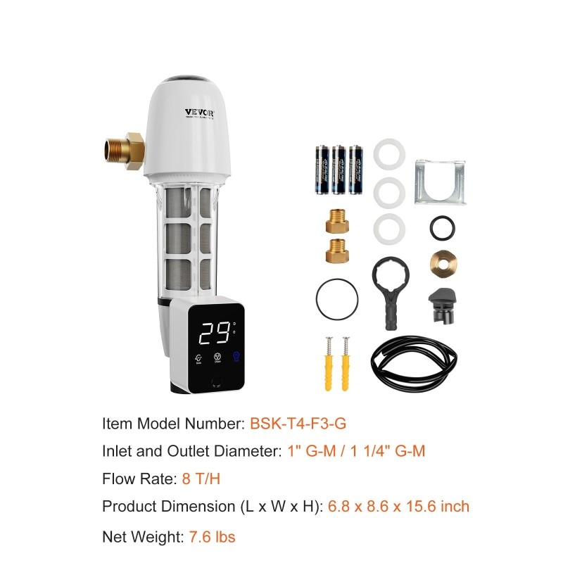 Koko talon sedimenttisuodatin porakaivovedelle 40 mikronin automaattinen vastavirtahuuhtelu