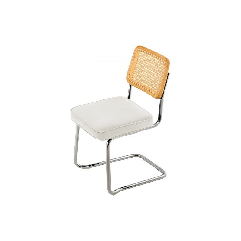 Rottinkiselkänojaiset samettiset tuolit metallirungolla neljä kappaletta pehmeällä istuintyynyllä