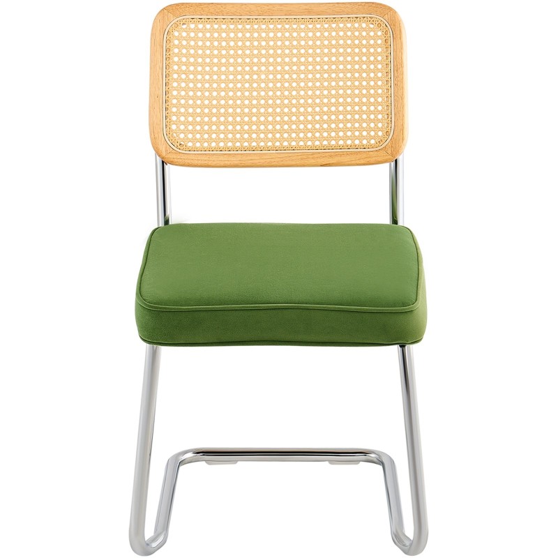 Rottinkituolit 2 kpl muovirottinki samettiverhoillut vihreät metalliset kelkkarungot