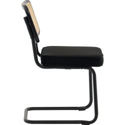 Rottinkituolisetti 2 kpl samettiverhoiltu istuin rottinkiselkänojalla metallinen kantileverrunko