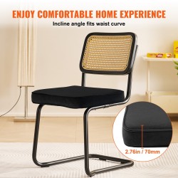 Rottinkituolisetti 2 kpl samettiverhoiltu istuin rottinkiselkänojalla metallinen kantileverrunko