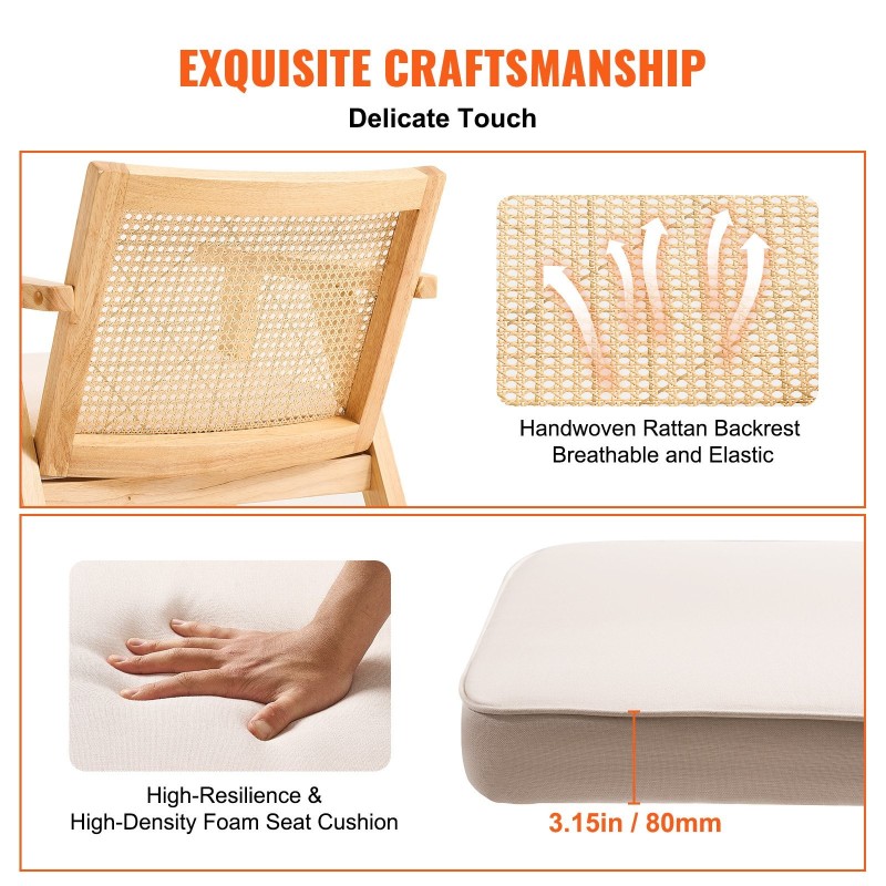 Rottinkituoli PE-rottinkisellä selkänojalla pehmustettu istuin käsinojalla massiivipuurunko ruokailuun ja olohuoneeseen