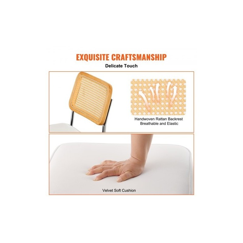 Rottinkinojatuolit 2 kpl pehmustettu samettinen istuin rottinkiselkänoja taivutettu metallirunko