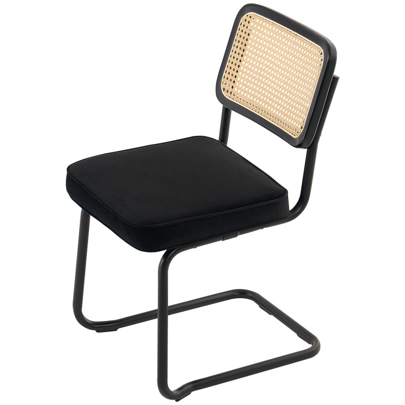 Ruokapöydän tuolit rottinkiselkänojaiset samettipäällysteiset metallirungoilla 4 kpl