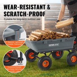 Metallinen puutarhakärry 363,6 kg kantavuus 10 tuuman kumipyörät pehmustettu aisa kaatettava lava